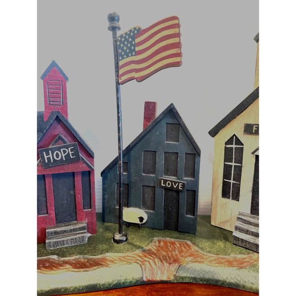 Unique Primitive Wooden Town Buildings with Faith, Hope, Love theme - Picture 2 of 12